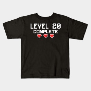 Level 20 Complete 20th Birthday 20 Years Gamer Kids T-Shirt